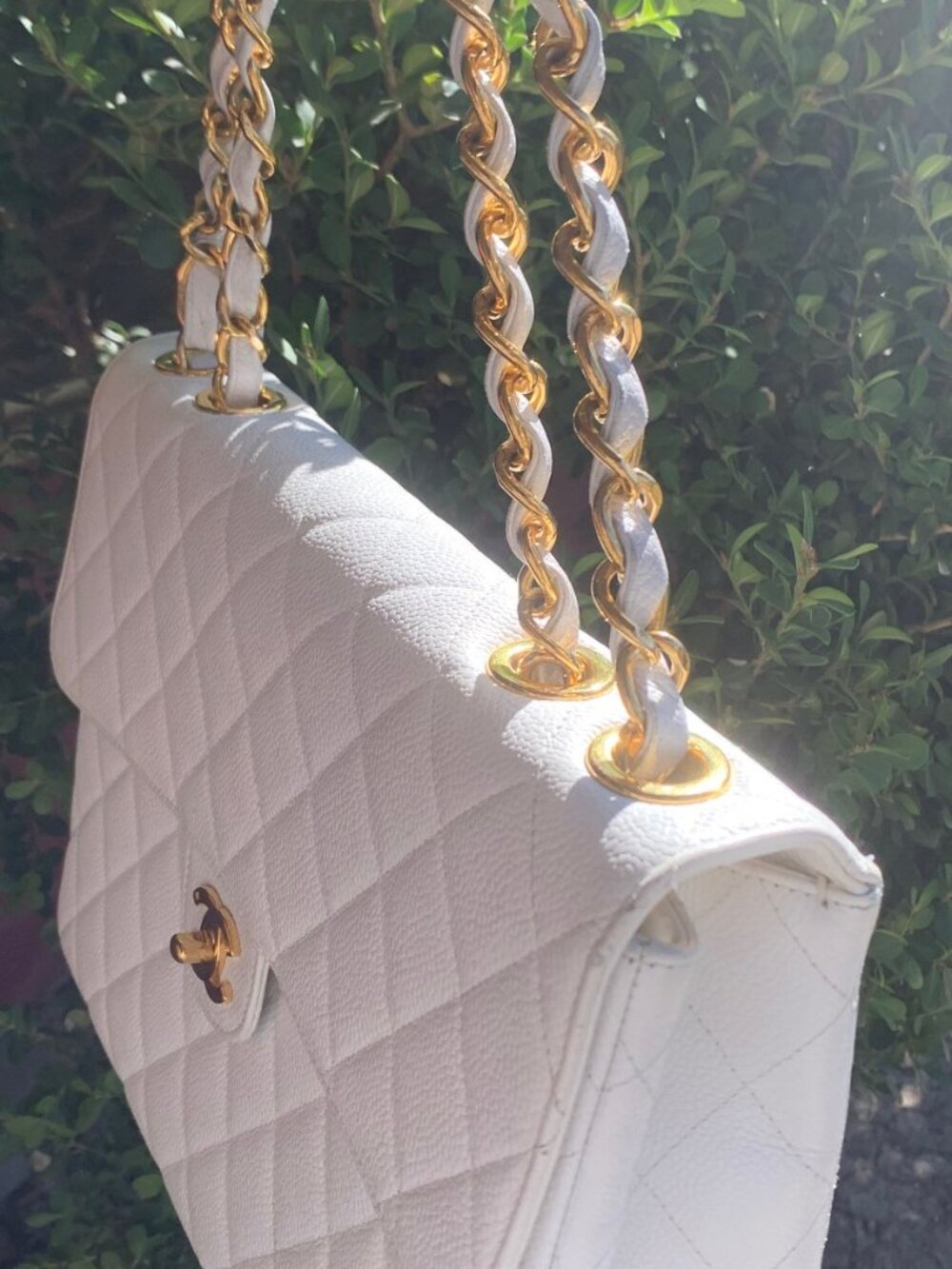CHANEL Classic White Classic Flap Handbag, Caviar, 24k Hardware, 1997 era - Picture 11 of 17
